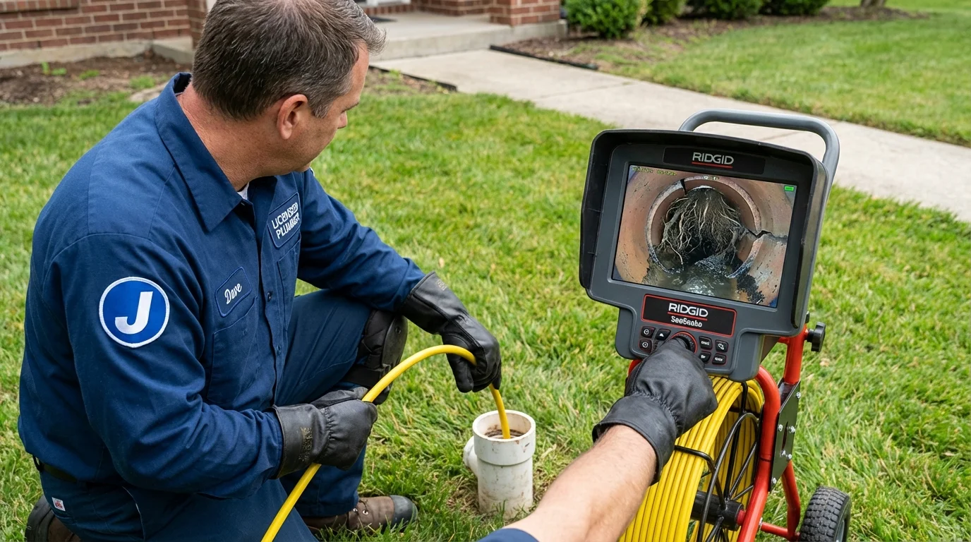 Sewer camera inspection being performed by Johns Plumbing LLC in Piqua