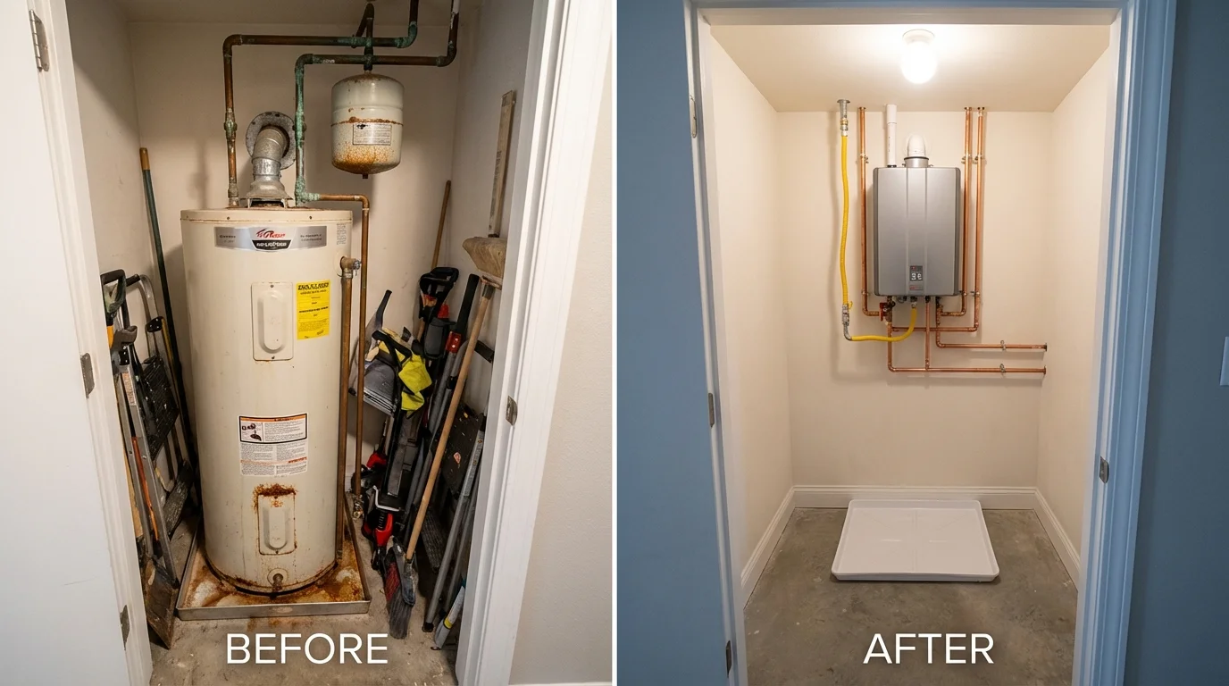 Tank water heater versus wall-mounted tankless unit comparison for Piqua, OH homeowners